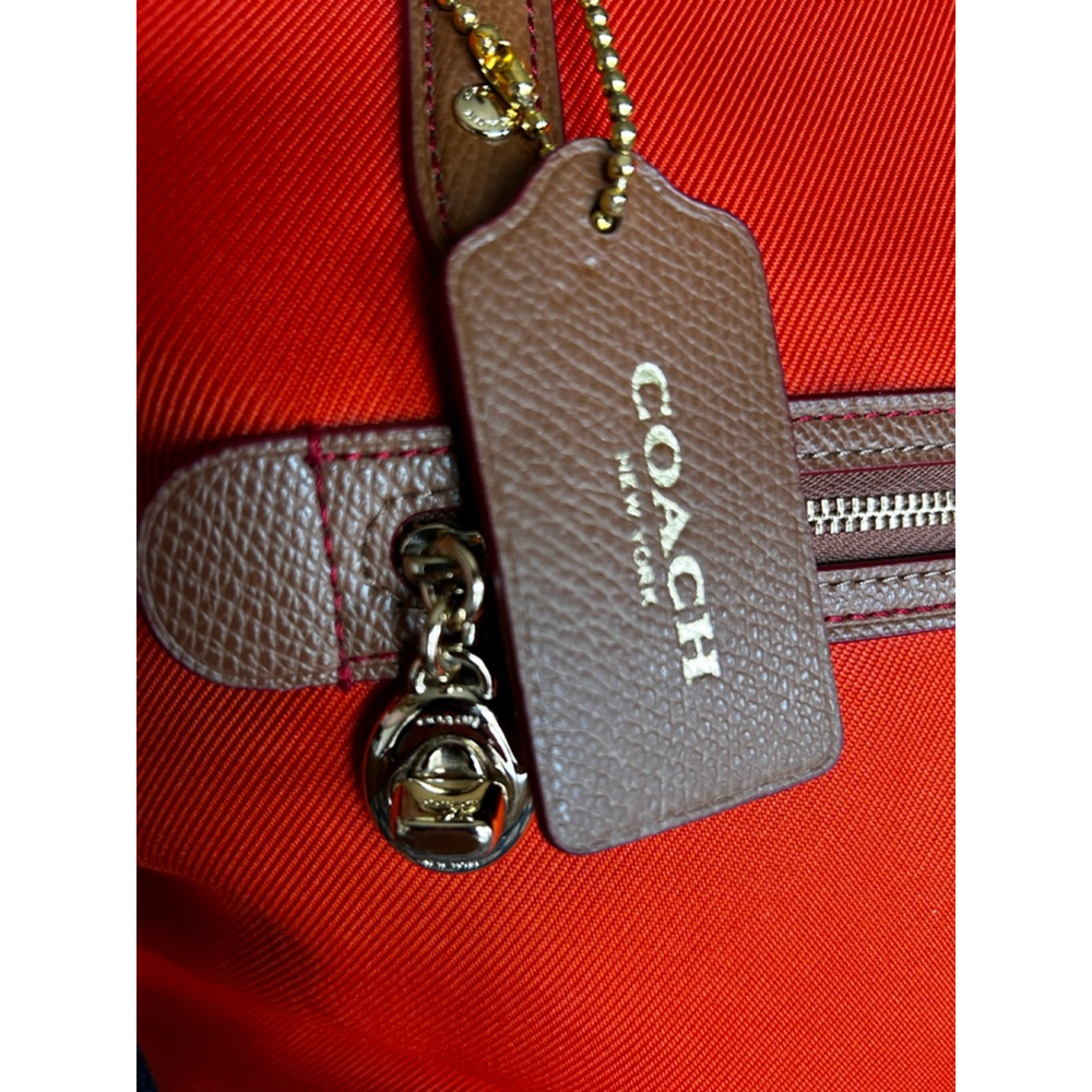Coach Sawyer Orange Nylon Tote Leather Trim Shoulder Bag Large - Picture 4 of 11